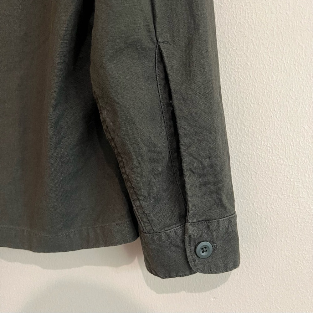Abercrombie & Fitch Linen Blend Long Sleeve Button Down Shirt Olive Green XS - Picture 8 of 11